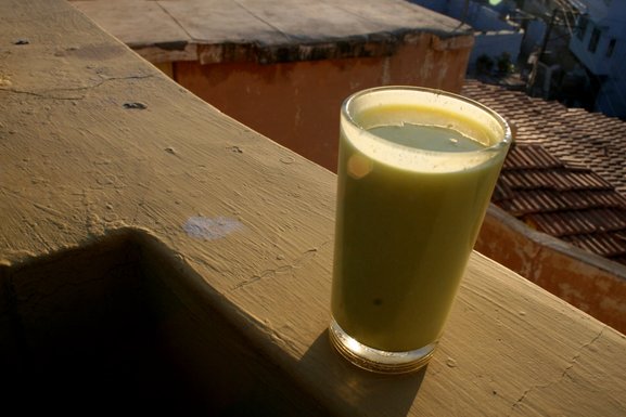 Saffron-cardamom lassi