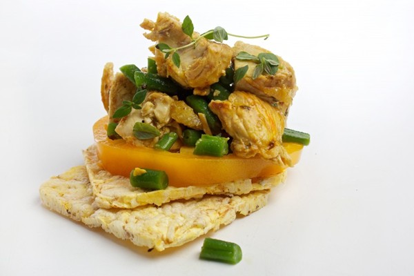 Saffron chicken, lemon and green bean salad 