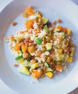 Saffron couscous with vegetables & pine nuts
