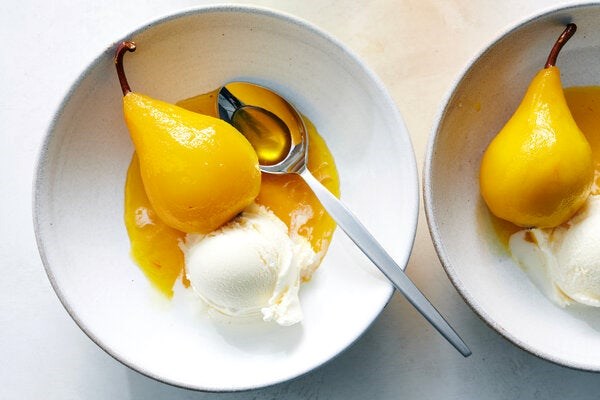 Saffron-ginger pears