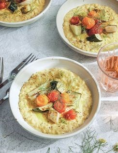 Saffron goat cheese risotto