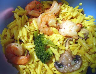 Saffron orzo with shrimp