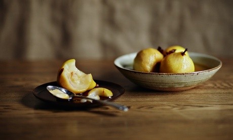 Saffron-poached pears