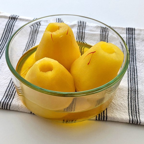 Saffron poached pears