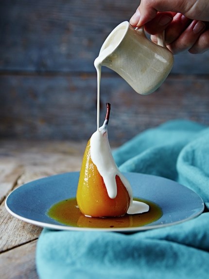 Saffron-poached pears