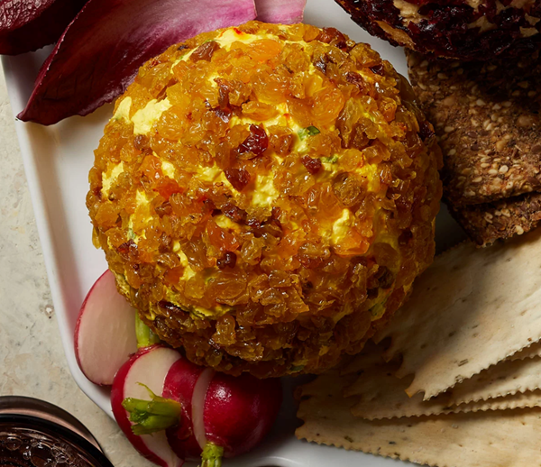 Saffron-raisin cheese ball