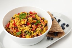 Saffron rice and bean salad