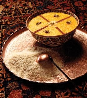 Saffron rice pudding (Sholeh zard)