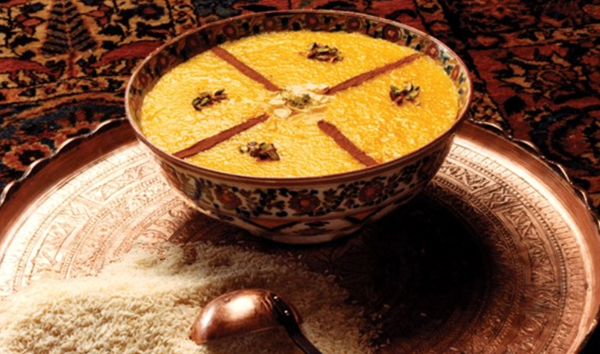 Saffron rice pudding (Sholeh zard)