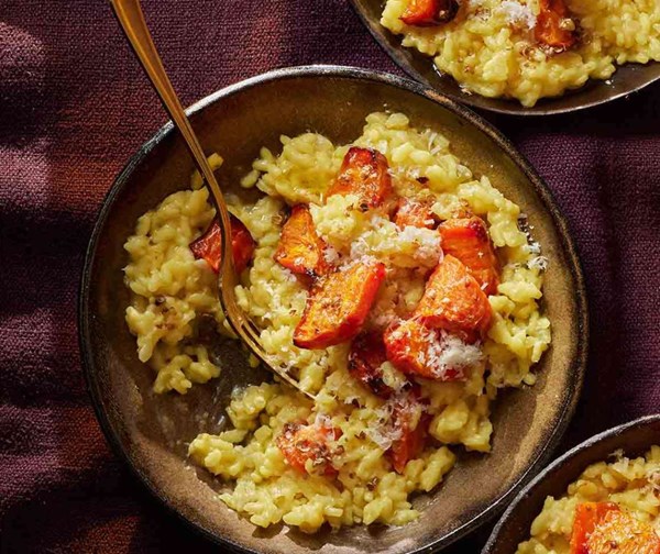 Saffron risotto with roasted carrots