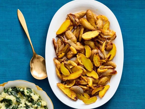 Saffron-roasted fingerling potatoes