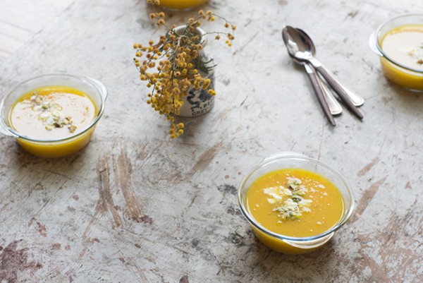 Saffron yellow pepper soup
