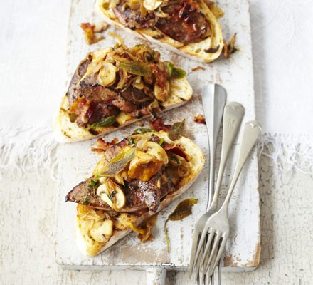 Sage & thyme calves' liver with wild mushrooms & pancetta