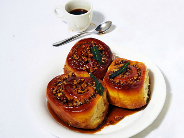 Sage and coconut caramel sticky buns