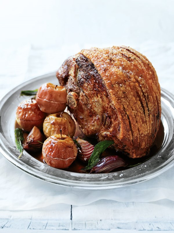 Sage and fennel roasted pork with cider apples