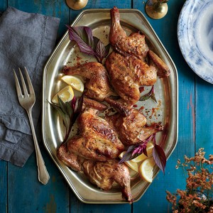 Sage and garlic-rubbed Cornish hens