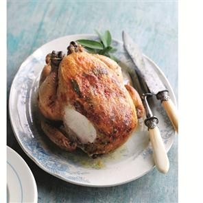 Sage and pancetta-stuffed roast chicken