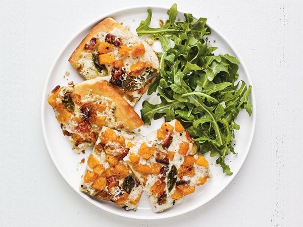 Sage and squash pizza with bacon