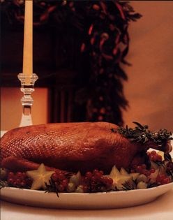 Sage and thyme roasted goose