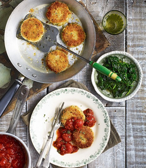 Sage and white bean polpettine and cherry tomato sauce