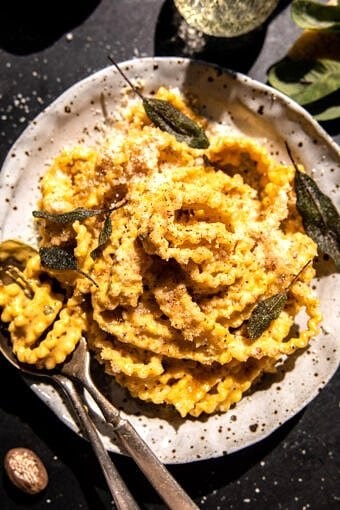 Sage brown butter pumpkin pasta Alfredo