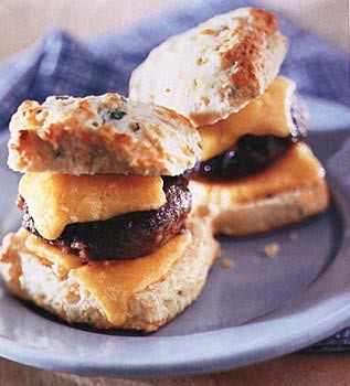 Sage buttermilk biscuits with sausage and cheddar