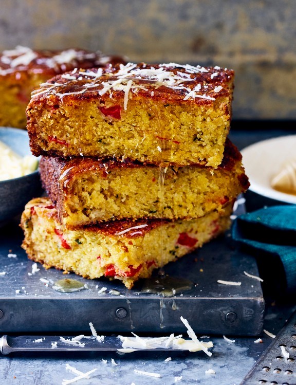 Sage, honey & roasted red pepper cornbread