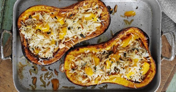 Sage, pine nut and rice stuffed squash