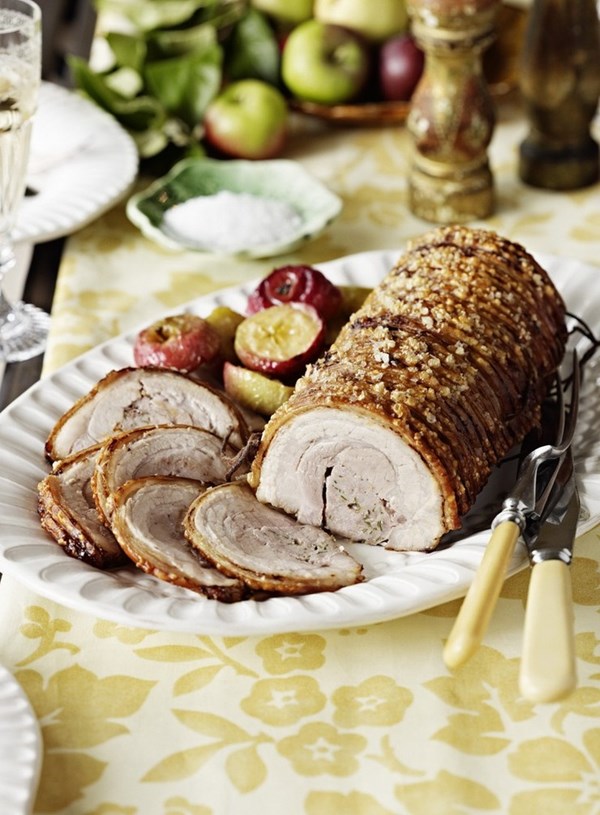 Sage roasted pork belly and apples