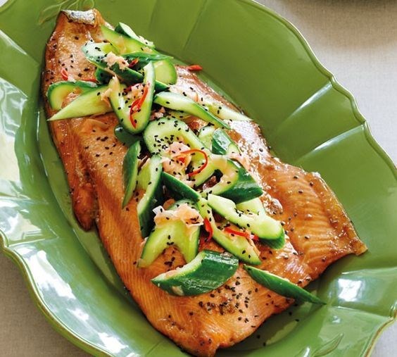 Sake and ginger roasted salmon