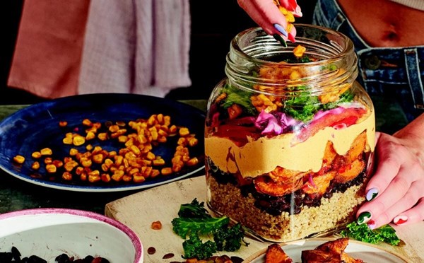 Salad jars: my favourite sweet potato rainbow salad