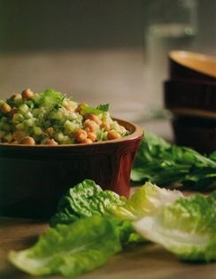 Salad of chick peas, cucumbers & preserved lemon