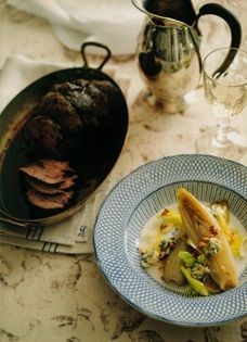 Salad of cooked witlof, shaved celery & Roquefort