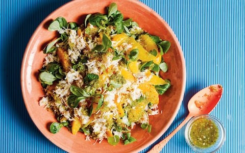 Salad of crab and oranges with nam jim dressing