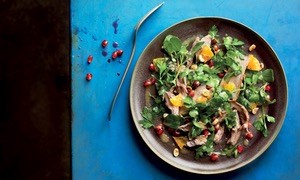 Salad of goose with orange and watercress