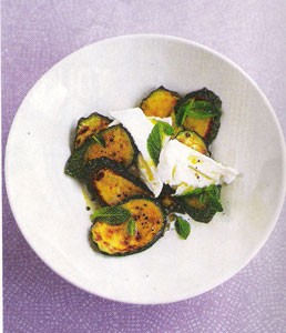 Salad of mozzarella, courgettes, lemon and mint