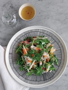Salad of snow crab, chrysanthemum leaves, nashi pear and ginger