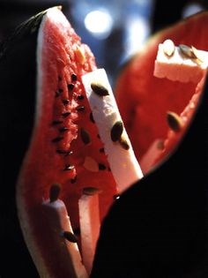 Salad of watermelon, feta & toasted pumpkin seeds