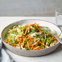 Salad onion and chicken salad with coconut-ginger dressing