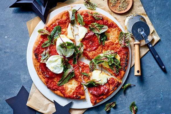 Salami & fennel pizza