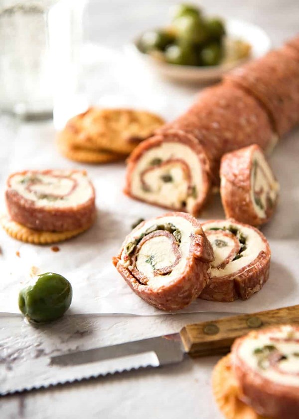 Salami cream cheese roll
