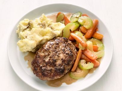 Salisbury meatloaf and potatoes