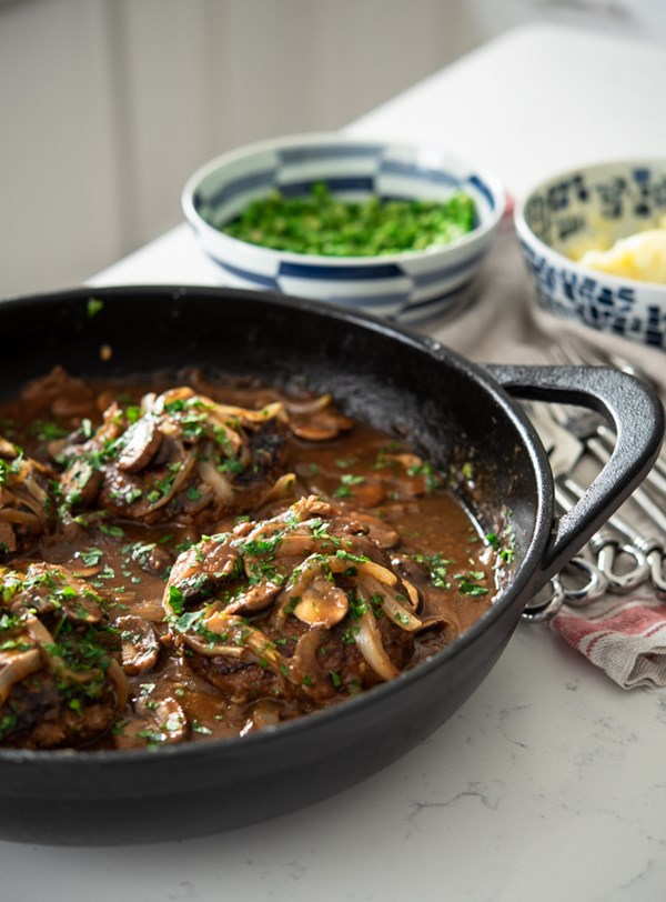 Salisbury steak with mushroom onion gravy