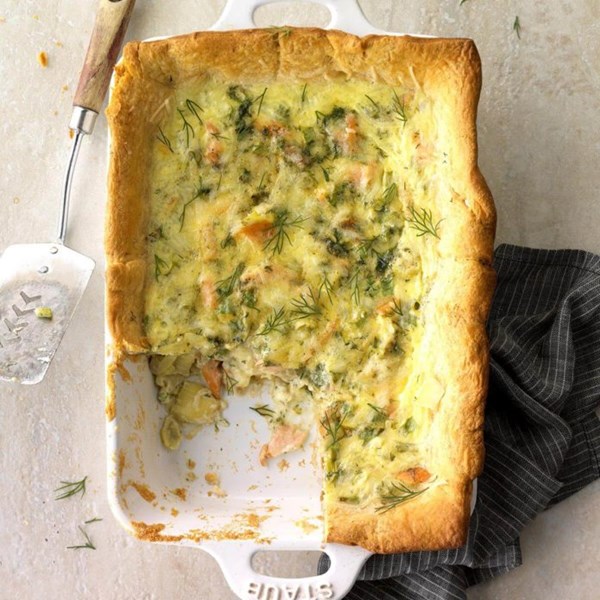 Salmon & artichoke quiche