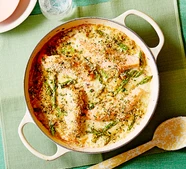 Salmon & asparagus one-pot gratin