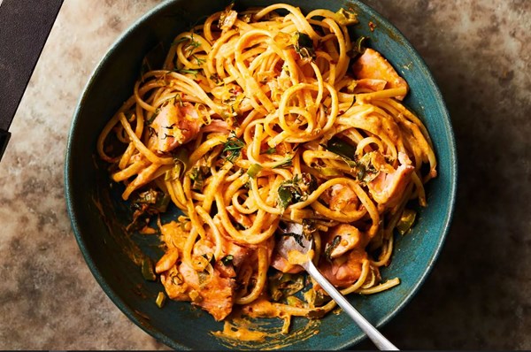 Salmon & dill linguine with 'nduja