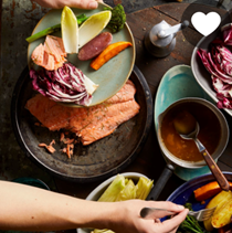 Salmon & fall vegetables with bagna cauda
