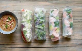 Salmon and avocado rice paper wraps
