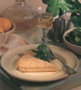 Salmon and basil flan