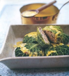 Salmon and cabbage rolls